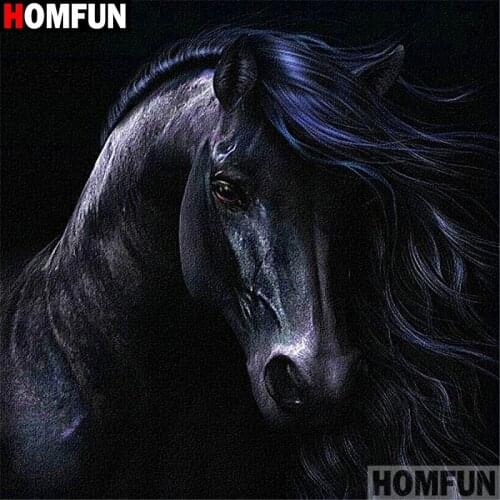 HOMFUN Full Square/Round Drill 5D DIY Diamond Painting "Animal horse" 3D Embroidery Cross Stitch 5D Home Decor A17661