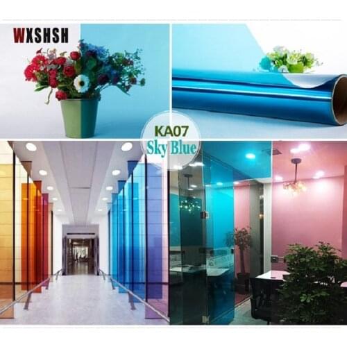 Sky Blue Glass Film Self-Adhesive Removable Window Decoration UV-Proof Window Door Cabinet Table Glass Wall Decor DIY Hand Work