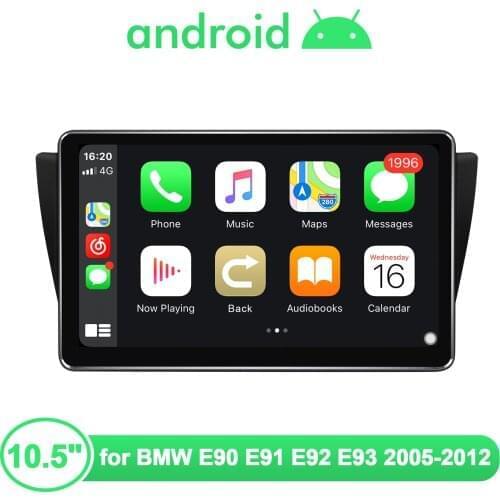Car Radio Stereo 10.5" Big Screen Android 10 Plug And Play Car Media Player With Apple CarPlay For BMW E90 E91 E92 E93 2005-2012