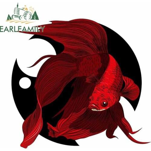 EARLFAMILY 13cm x 12.4cm for A Red Betta Fish Car Stickers Personality Tuning Decoration Suitcase Motorcycle Helmet Decal