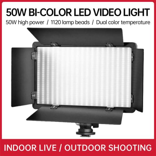 50W Bi-Color LED Video Light 1120 Lamp Beads 3200K-5600K for Canon Nikon DSLR Camera Vlog Fill Light Photography Studio Lighting