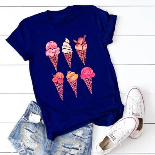 Ice Cream Cones Graphic Tees Kawaii Clothes Summer Women Fashion Tops Summer Hawaii Beach Vacation Couple T-shirt XL