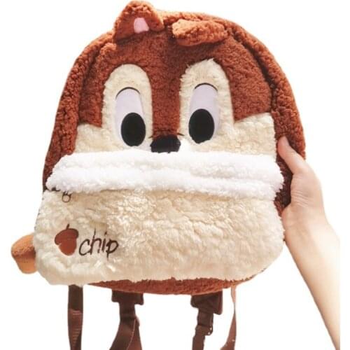 Disney Anime Character Squirrel Chip Plush Toy Kawaii Soft Plush Packbag Toy Cute Plush Doll School Bag Kids Gift