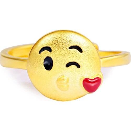 Lovely Smile Rings Yellow Gold Filled Boys Girls Creative Finger Ring Opening
