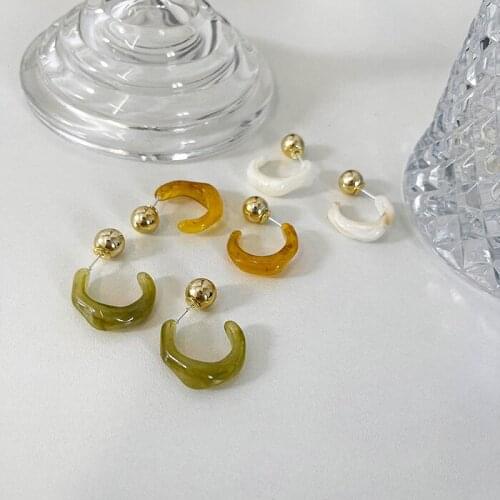 Korea Geometric Resin Stud Earrings Hot INS Transparent Colorful Earrings C-shaped Acrylic Earrings for Women Jewelry