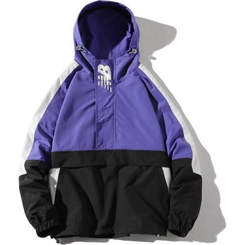 Spring and Autumn New Mens Jacket Hooded Fashion Splicing Jacket Loose Men and Women Jacket High Quality Mens Clothing