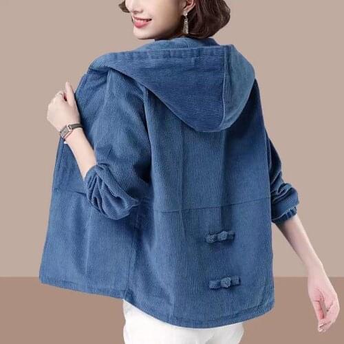 Feminino Corduroy Jackets womens Spring Autumn 2021 New Loose Large Size 4XL Short Jacket Middle-Aged Mothers Coat Tops Female