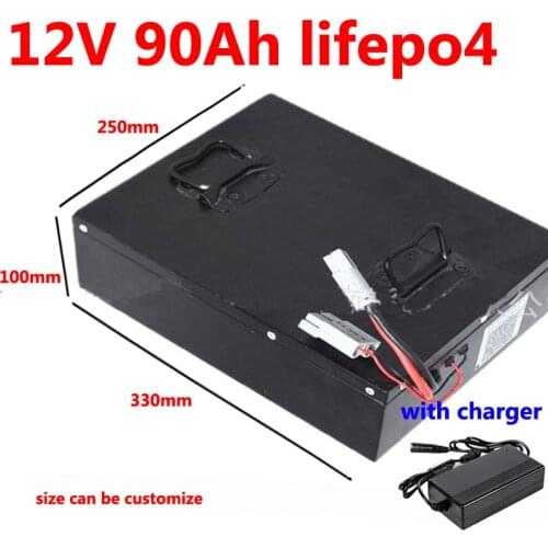 GTK lithium 12v 90ah lifepo4 battery with 100A BMS 4S 12.6V for caravan lectronics compressor bass boat engine RV +10A charger