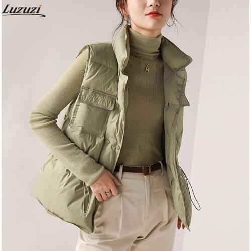 Luzuzi Ultra Light Down Vest Women Short Vest Windproof Lightweight Warm Waistcoat Female White Duck Down Down Coat Sleeveless