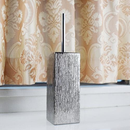 European-style Ceramic Silver Brushed Toilet Brush Set Without Punching Household Toilet Cleaning Toilet Brush Bathroom Supplies