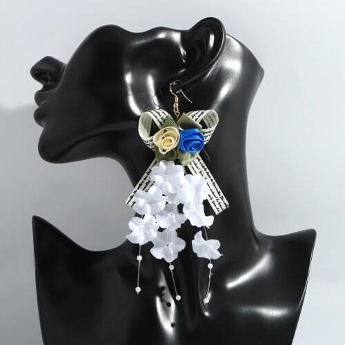 Dvacaman New Trendy Cute Flower Tassel Long Dangle Earrings for Women Girls Sweet Handmade Wedding Party Gifts Statement Jewelry
