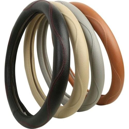 New Fashion 38CM Stretch Steering Wheel Covers /Universal Skid Soft litchi Pattern Car Steering Wheel Cover 4Colors