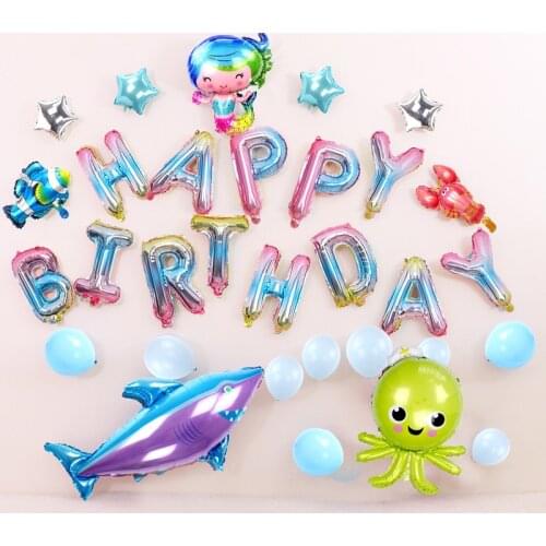 Rainbow mermaid happy birthday balloons unicorn theme party balloon Boy and Girl Birthday Wedding Party Balloons Decorations