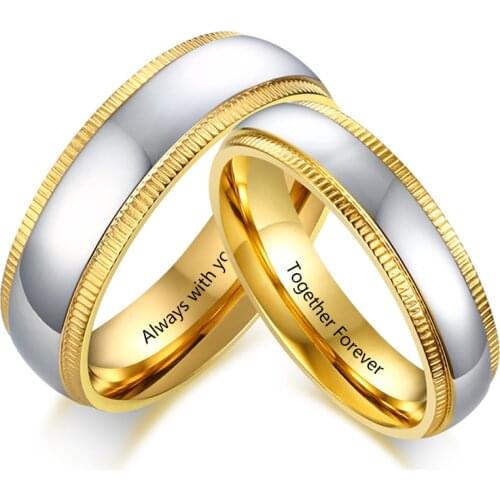 Stainless Steel Couple Rings Engrave Name Rings For Lover Engagement Wedding Bands Promise Jewelry Dropshipping