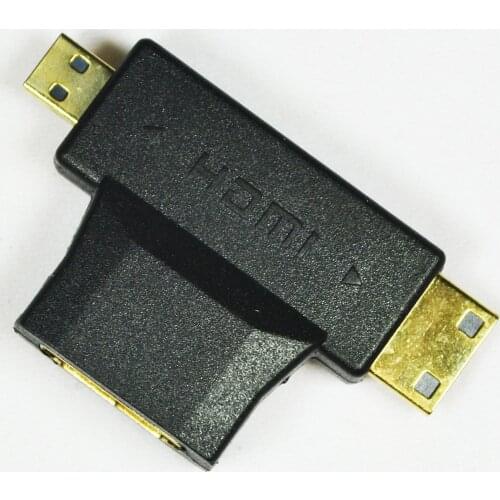 HDMI Female (Type A) to Mini Male Type C + Micro Male Type D Splitter Adapter