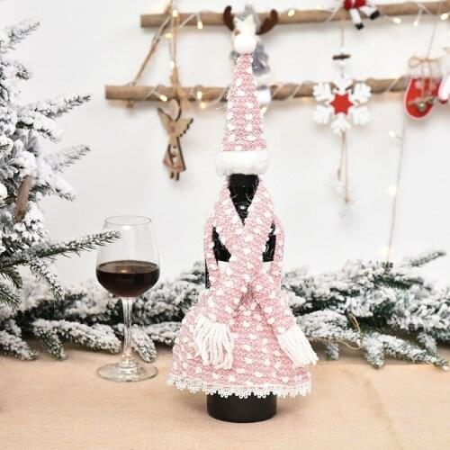 Festival Dinner Table Decorations christmas decorations for home New Year Decor 2021 Christmas Wine Bottle Covers Set Xmas Party