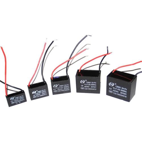 Free shipping 5PCS CBB61 starting capacitor 1.2UF/450V fan motor start capacitor lead long 10CM capacitor