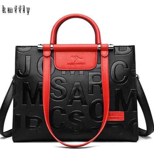 Luxury Design Ladies Handbag High Quality PU Leather Color Matching Shoulder Bag Large-capacity Top-handle Travel Messenger Bags