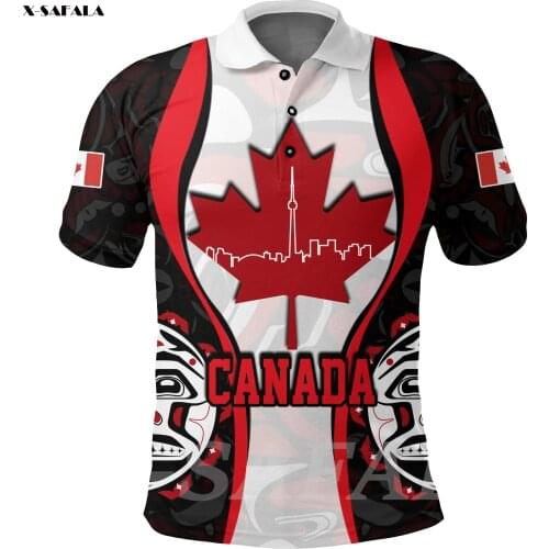 Canada Haida Maple Leaf 3D Printed Men Women Polo Shirt Collar Short Sleeve Street Wear Casual Tee Tops Anti-shrink High Quality