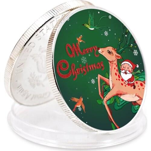 Santa Claus Merry Christmas Silver Coin Silver Foil Iron Coin Metal Crafts Birthday Souvenirs