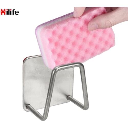 Brush Sponge Holder Clip Kitchen Organization Home Storage Sponge Drain Rack Stainless Steel Kitchen Accessories