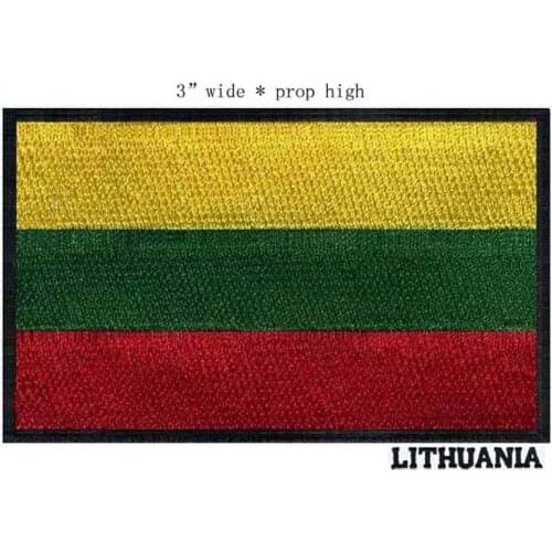 LITHUANIA yellow green red stripe 3 "wide embroidery flag patches
