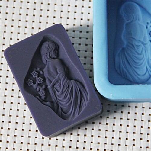 Silicon Soap Mold Girl Lady with Flower Shaped Art crafts Soap Mold Handmade DIY Craft for Soap Making