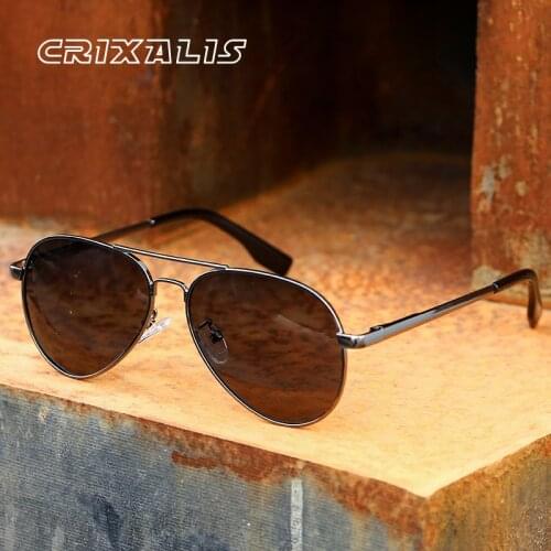 CRIXALI Pilot Polarized Sunglasses Women Men Metal Frame Vintage Anti-glare Mirror Sun Glasses Male Female UV400 Spring Hinge