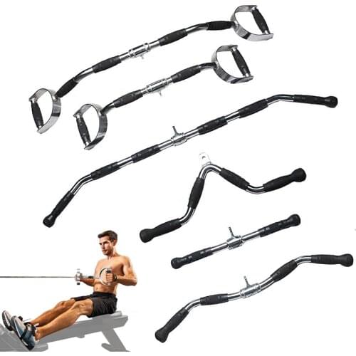 Fitness Heavy Duty Lat Pull Down Bars For Gym Home Pulley Cable Rowing Machine Attachments Biceps Triceps Press Down Handle Grip