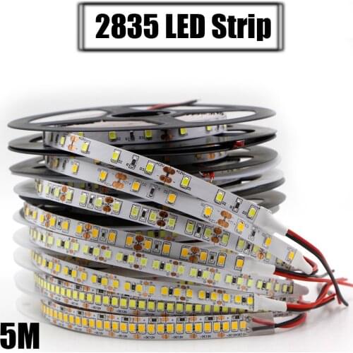 DC 12V / 24V AC 220V 2835 SMD LED Strip 5m 60/120/240/480 LEDs/m Tape Light Ribbon Natural White / Warm White / Cool White