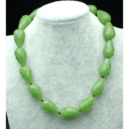 Wow! manmade green drop faceted 13*18mm necklace 17inch wholesale beads natiure cheaper discount