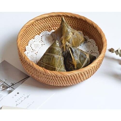 Vintage Round Food Serving Baskets 3 Pack Bread Serving Basket Handmade Weaving