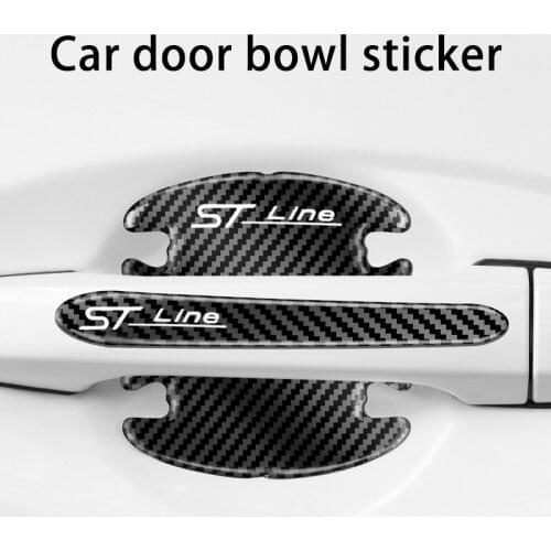 High-end Carbon Fiber Car Door Bowl Protection Sticker For Ford Focus Mondeo Fiesta Kuga Escape STline Accessories