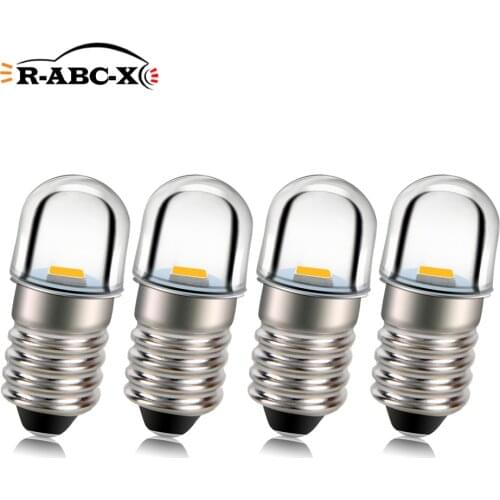 4x E10 3V 4.5V 6V 12V Warm White Minature 2835LED MES Upgrade Bulb Lamp Replacement for Torch Flashlight Headlight Motor Bicycle