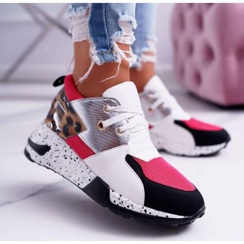 2021 Summer Hot Lady Shoes Women Sneakers Leopard Mesh Breath Women Running Female Shoes Outdoor Flat Platform Zapatos Mujer