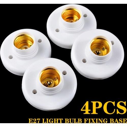 1pc/4pcs E27 Lamp Holder Round Plastic Bulb Socket Base Practical Screw Cap Sockets