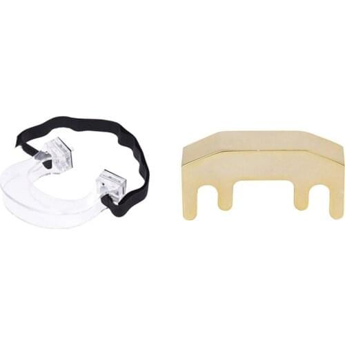 1 Pcs Metal Violin Quiet Practice Mute---Golden & 1 Pcs 1/2 4/4 Violin Bow Straighten Collimator Corrector Tool Guide
