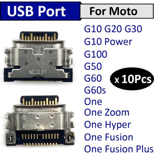 10Pcs/Lot, USB Charging Port Connector Charge Jack Socket Plug Dock For Moto E7 Edge G Play G9 Power One Hyper / One Fusion Plus