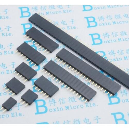 100pcs Single row female 2.54MM spacing Pin socket female Header Connector 2P 3P 4P 5P 6P 7P 8P 9P 10P 12P 14P 40P free shipping