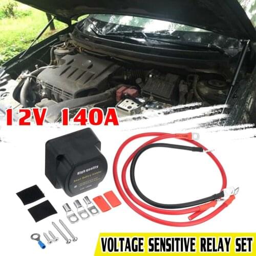 12V 140A Durable Dual Battery Isolator Kit for Camper Car RV Yacht Steamer Waterproof Voltage Sensitive Split Charge Relay VSR