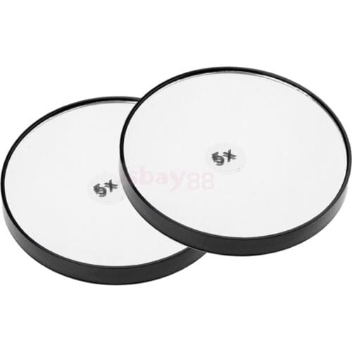 2 Pieces Black Portable Wall Suction Mirror Magnifying Makeup Cosmetic Bedroom Shave Mirror 3X/5X/15X Magnification