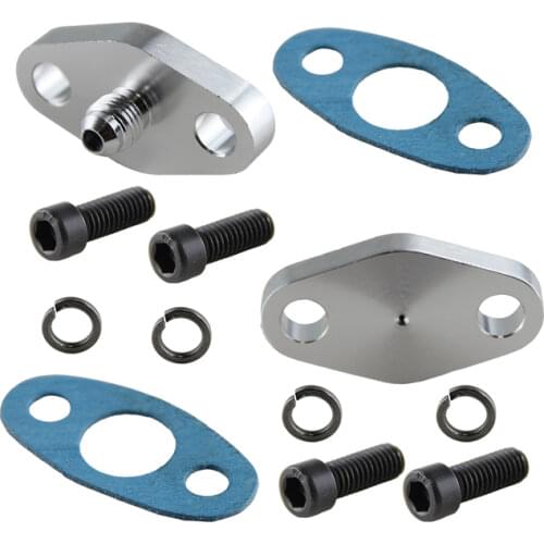2PCS Turbo Oil Feed Inlet Flange Gasket Adapter 4AN 4 AN Fitting T3 T3/T4 T04