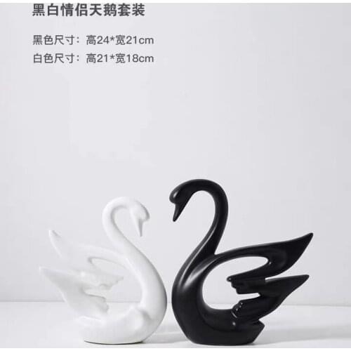 2Pcs/Set Ceramic Couple Swans Figurines Ornaments Nordic Home Accessories Wedding Gifts Creative Living Room Decor Home
