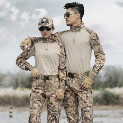 2021 Tactical Camouflage Military Uniform Clothes Suit Men US Army Clothes Military Long Sleeve Tactical Shirt + Cargo Pants