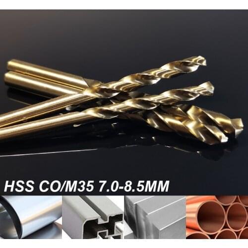 4sizes 2Pcs Set 7.0-8.5MM HSS CO/M35 Twist Drill Bit Stainless Steel Hole Cutter Whole Ground Metal Reamer Tools Hand Tools Kit