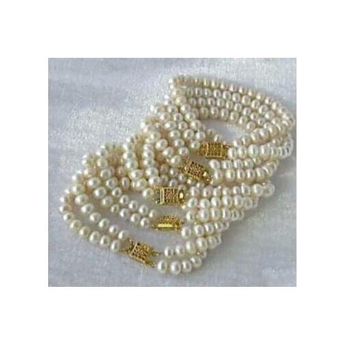 416 Wholesale 5PC 7-8mm White Akoya Cultured Pearl Bracelet Bangle 7.5" Natural >>free shipping