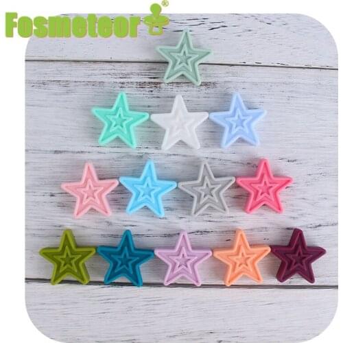 Fosmeteor Double Five-pointed Star 5pcs Silicone Pentagram BPA Free Baby Teething Nursing Necklace Bracelet Accessories