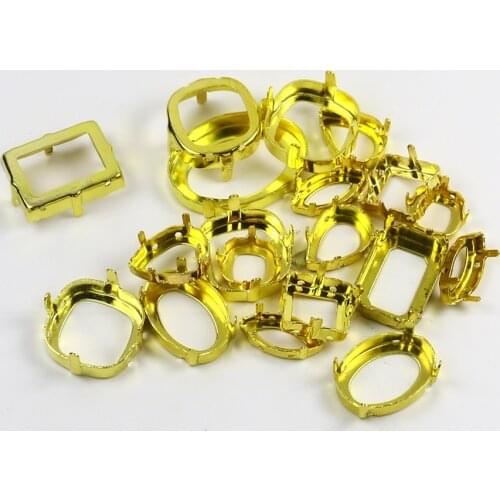 50pcs gold Tear Drop Horse Eye Various Shapes Cork Bases claw setting for glass Rhinestones Crystal Sew On Clothes needlework