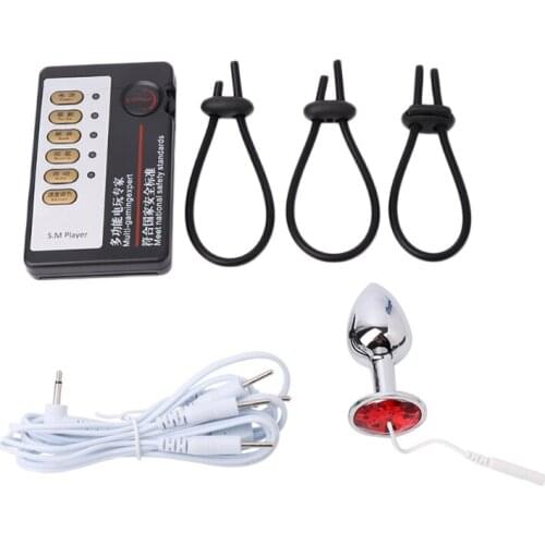 Anal Plug Penis Ring Electric Shock Sex Toys Electro Stimulation for men
