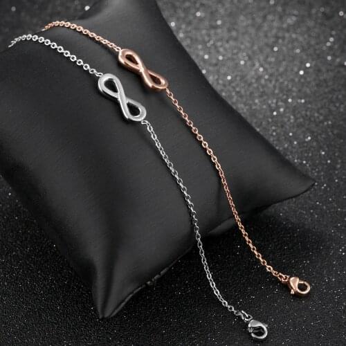 Cyue European Punk Fashion Rose 316LStainless Steel Infinity Charm Bracelet For Women Jewelry Gift